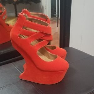 Orange BUMPER high strap shoes